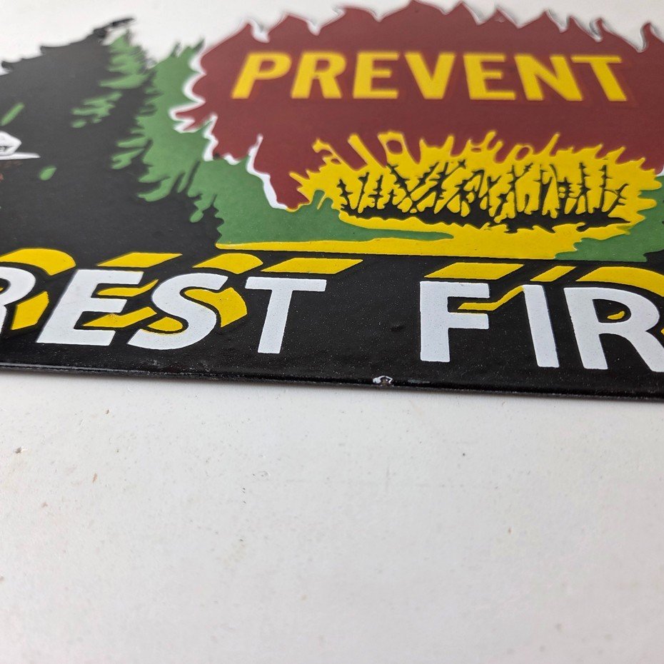 Vintage Forest Service Sign - Smokey Bear Prevent Fires Gas Porcelain Sign - Image 10