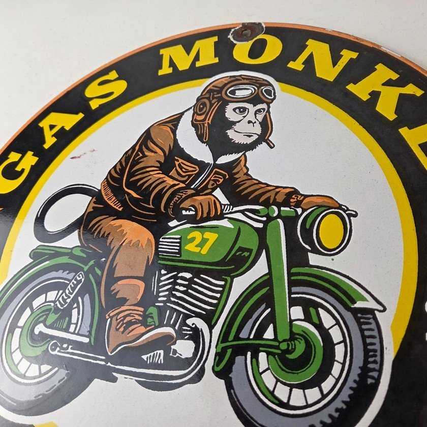 Vintage Gas Monkey Garage Porcelain Sign - Motorcycle Gas Pump Station Sign - Image 11