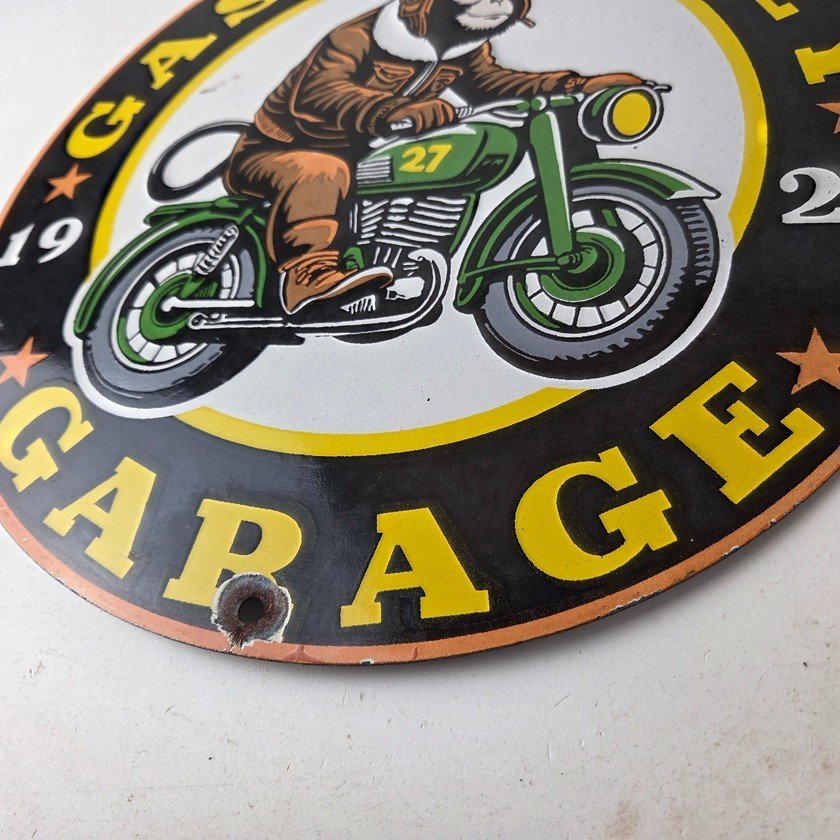 Vintage Gas Monkey Garage Porcelain Sign - Motorcycle Gas Pump Station Sign - Image 13
