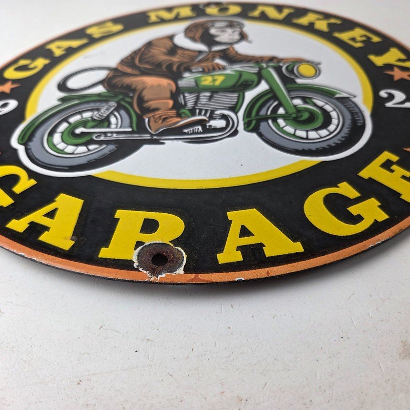 Vintage Gas Monkey Garage Porcelain Sign - Motorcycle Gas Pump Station Sign - Image 14