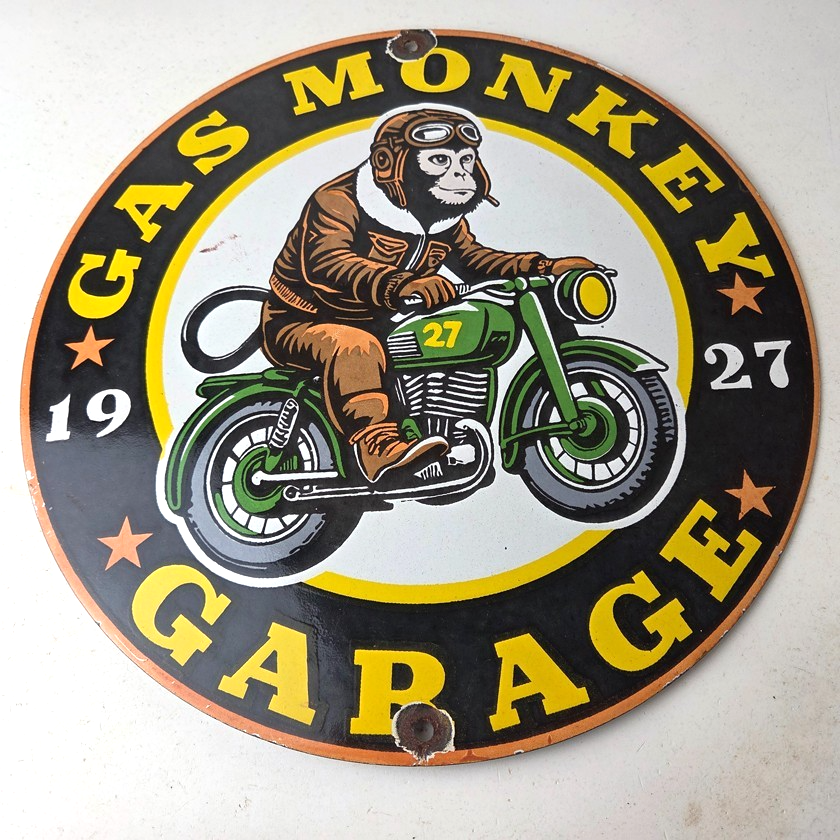 Vintage Gas Monkey Garage Porcelain Sign - Motorcycle Gas Pump Station Sign - Image 15