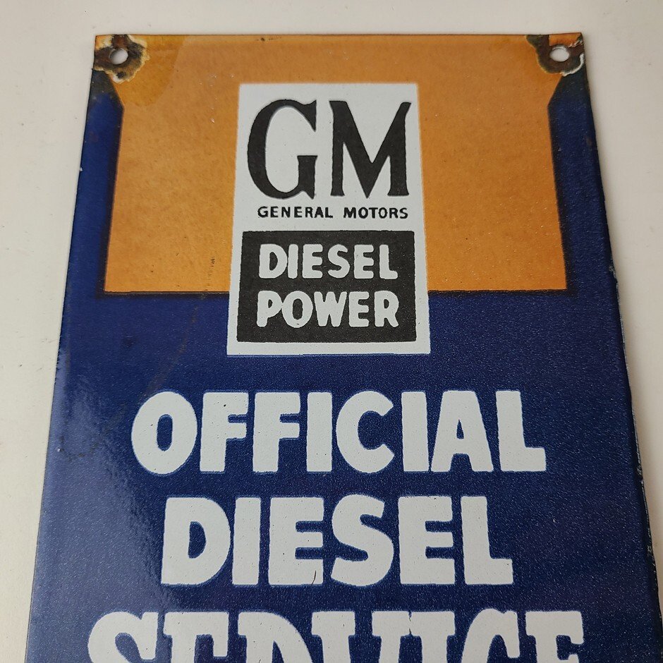 Vintage General Motors Sign - GM Automobiles Trucks Gas Diesel Porcelain Sign - Image 3