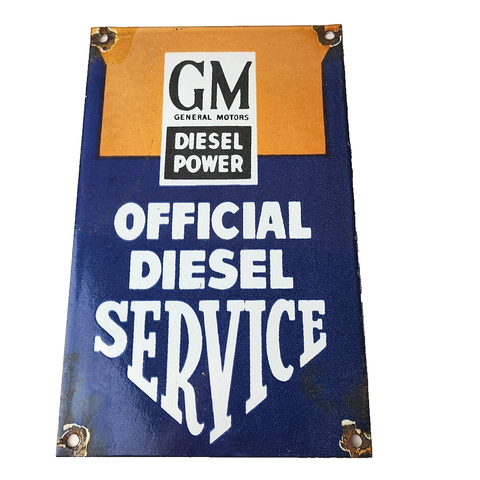 Vintage General Motors Sign - GM Automobiles Trucks Gas Diesel Porcelain Sign