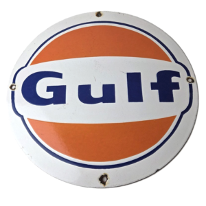 Vintage Gulf Gasoline Sign - Ad Service Station Gas Pump Advertising Sign
