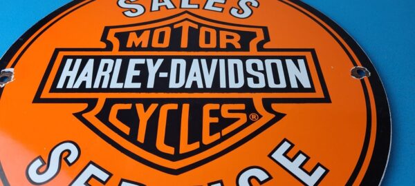 Vintage Harley Davidson Motorcycles Sign Gas Pump Porcelain Genuine Parts Sign 305553058186 11