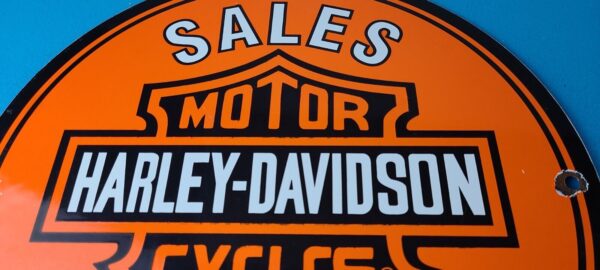 Vintage Harley Davidson Motorcycles Sign Gas Pump Porcelain Genuine Parts Sign 305553058186 2