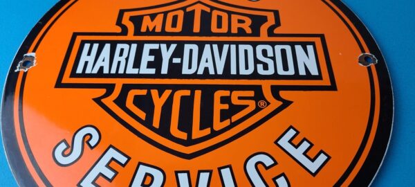 Vintage Harley Davidson Motorcycles Sign Gas Pump Porcelain Genuine Parts Sign 305553058186 3