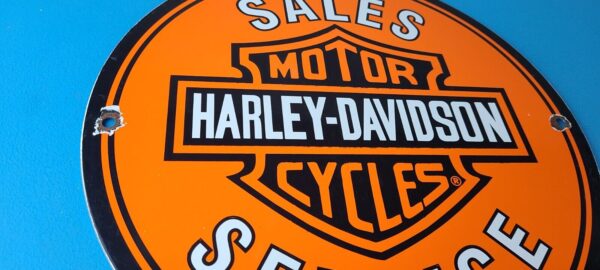 Vintage Harley Davidson Motorcycles Sign Gas Pump Porcelain Genuine Parts Sign 305553058186 5