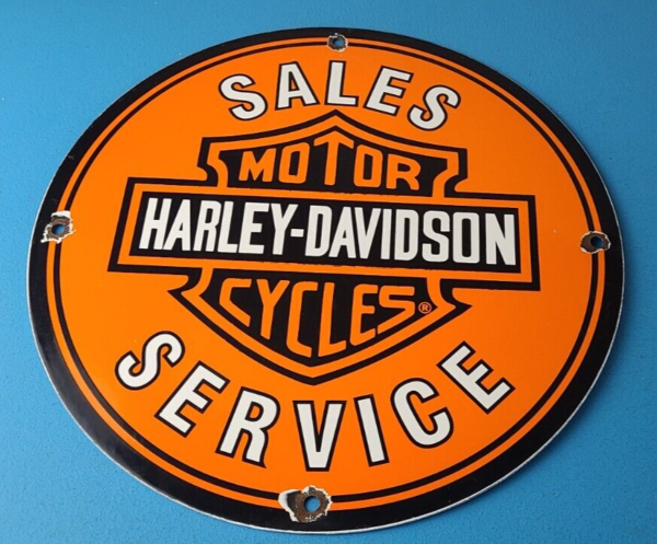 Vintage Harley Davidson Motorcycles Sign Gas Pump Porcelain Genuine Parts Sign 305553058186