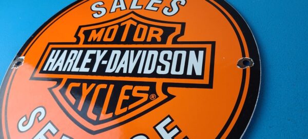 Vintage Harley Davidson Motorcycles Sign Gas Pump Porcelain Genuine Parts Sign 305553058186 8