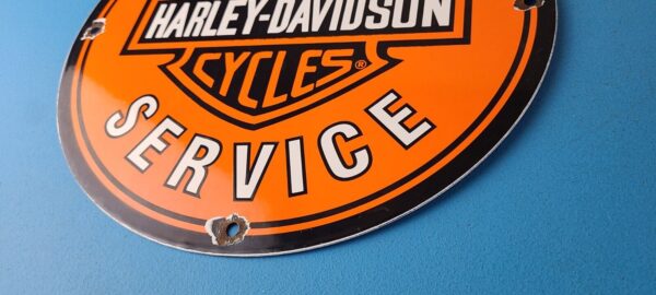 Vintage Harley Davidson Motorcycles Sign Gas Pump Porcelain Genuine Parts Sign 305553058186 9