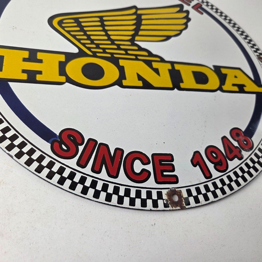 Vintage Honda Born Rebel Sign - Motorcycle Gas Pump Porcelain Sign - Image 11