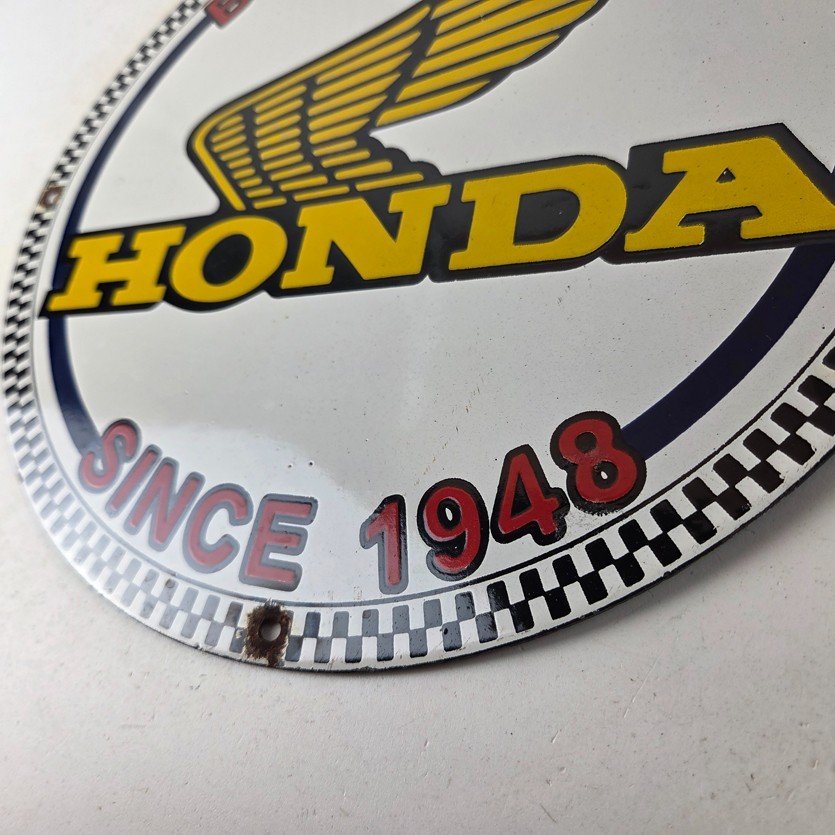 Vintage Honda Born Rebel Sign - Motorcycle Gas Pump Porcelain Sign - Image 14