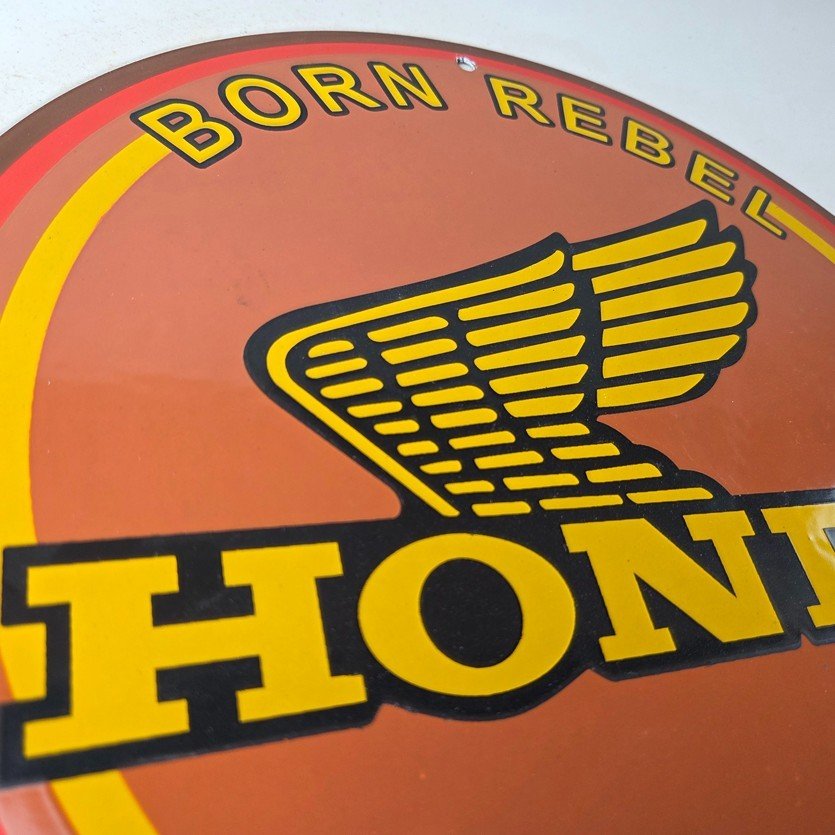 Vintage Honda Sign - Motorcycle Biker Automobile Gas Pump Service Porcelain Sign - Image 5