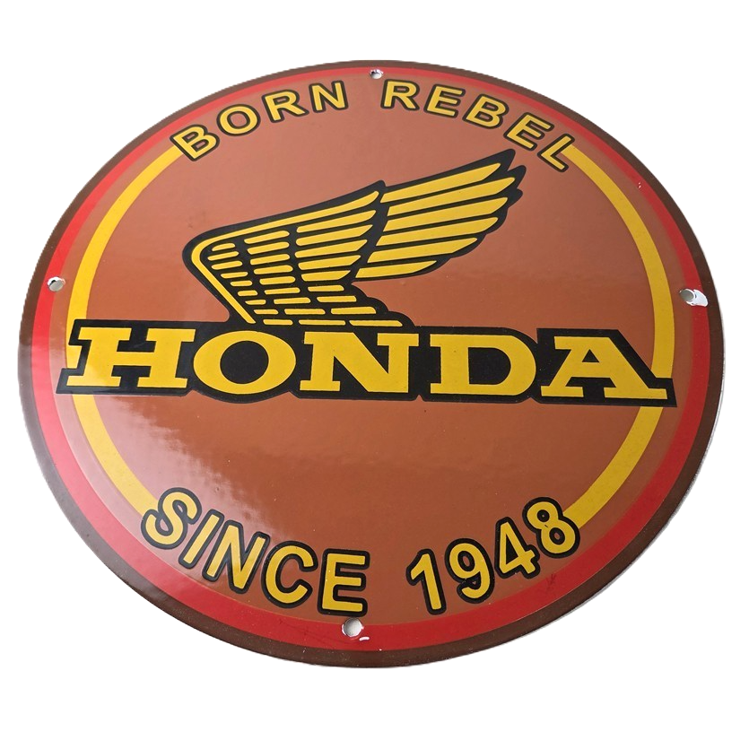 Vintage Honda Sign - Motorcycle Biker Automobile Gas Pump Service Porcelain Sign