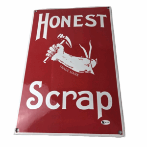 Vintage Honest Scrap Tobacco Chew Sign - Porcelain Gas Oil Pump Plate Sign