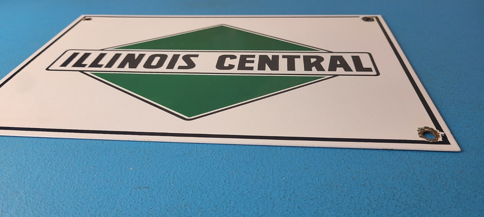 Vintage Illinois Central Sign - Railroad Porcelain Gas Pump Transportation Sign - Image 11