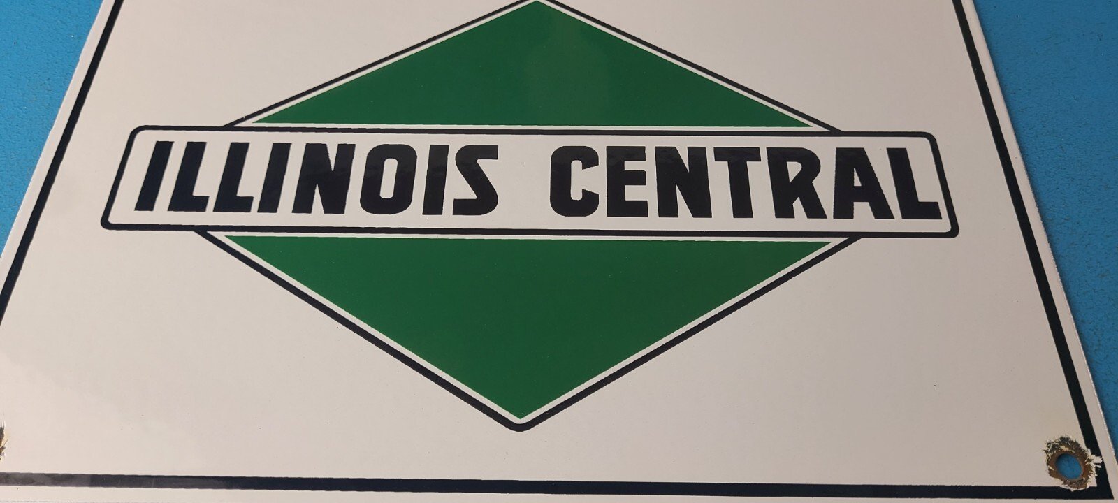 Vintage Illinois Central Sign - Railroad Porcelain Gas Pump Transportation Sign - Image 4