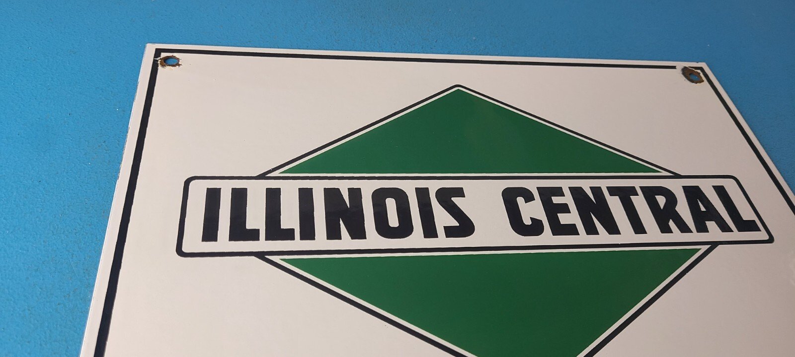 Vintage Illinois Central Sign - Railroad Porcelain Gas Pump Transportation Sign - Image 6