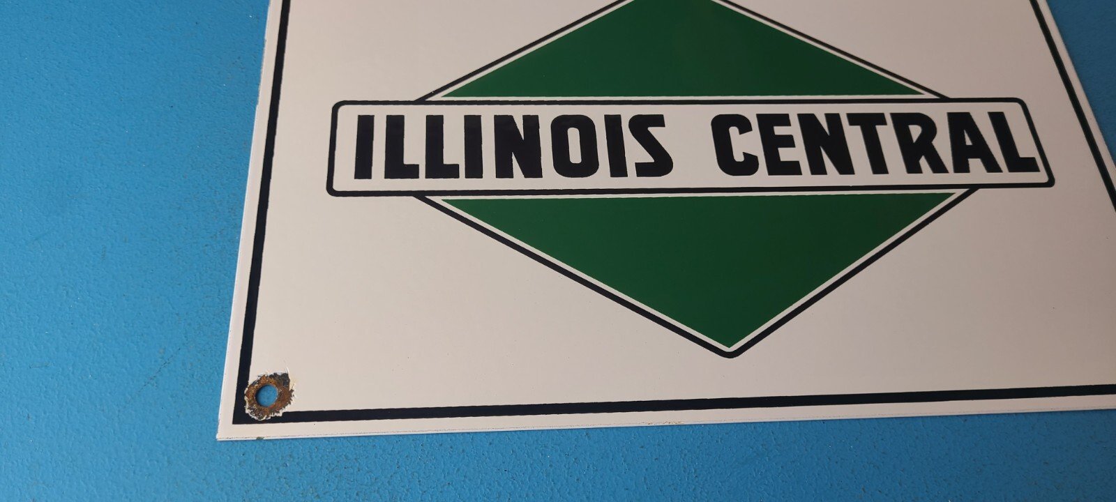 Vintage Illinois Central Sign - Railroad Porcelain Gas Pump Transportation Sign - Image 7