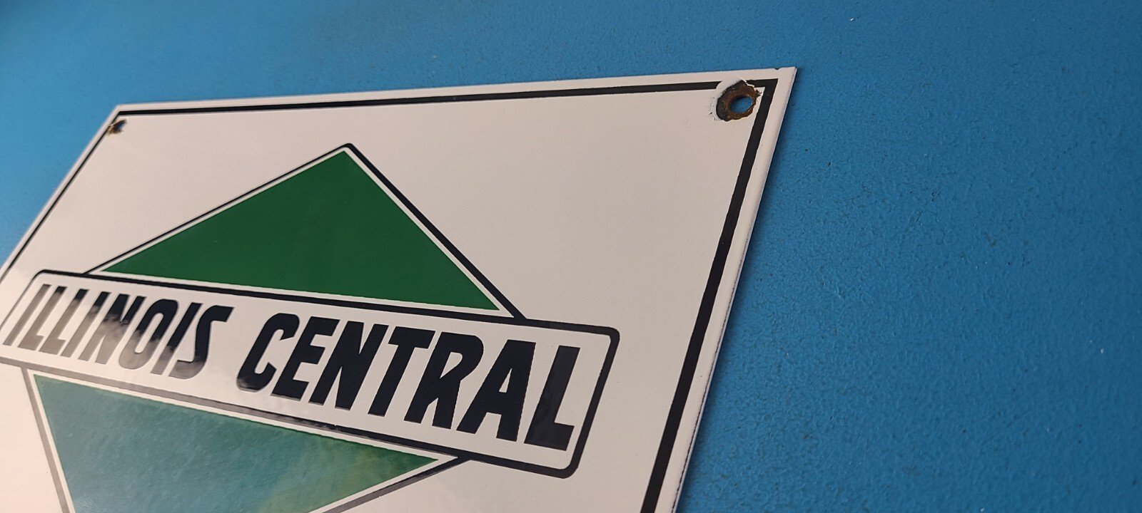 Vintage Illinois Central Sign - Railroad Porcelain Gas Pump Transportation Sign - Image 8