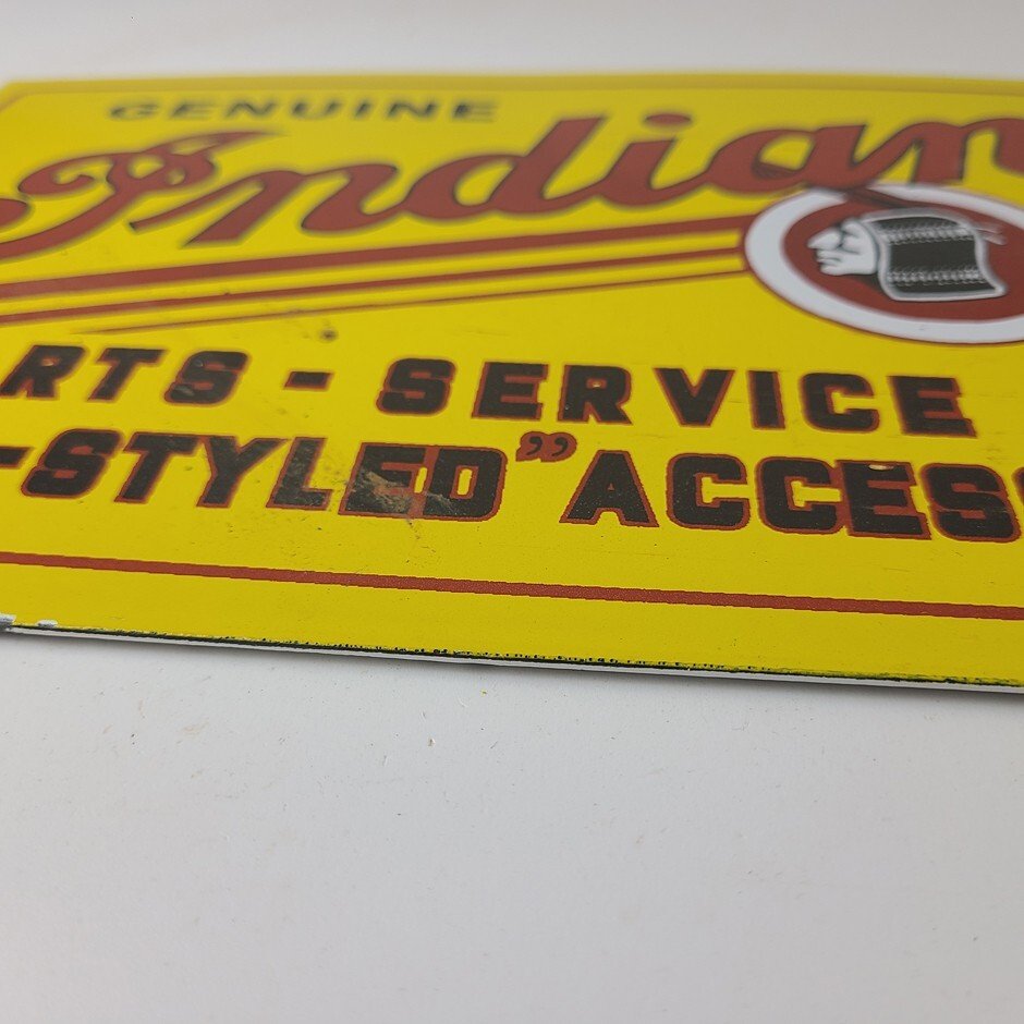 Vintage Indian Motorcycle Sign - Porcelain Parts Motor Service Parts Gas Sign - Image 11