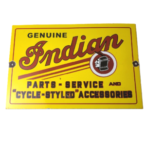 Vintage Indian Motorcycle Sign - Porcelain Parts Motor Service Parts Gas Sign