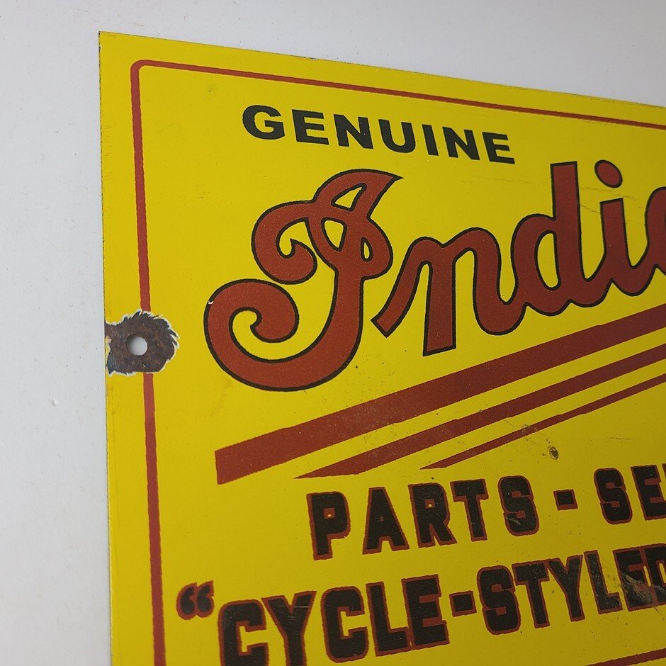 Vintage Indian Motorcycle Sign - Porcelain Parts Motor Service Parts Gas Sign - Image 5