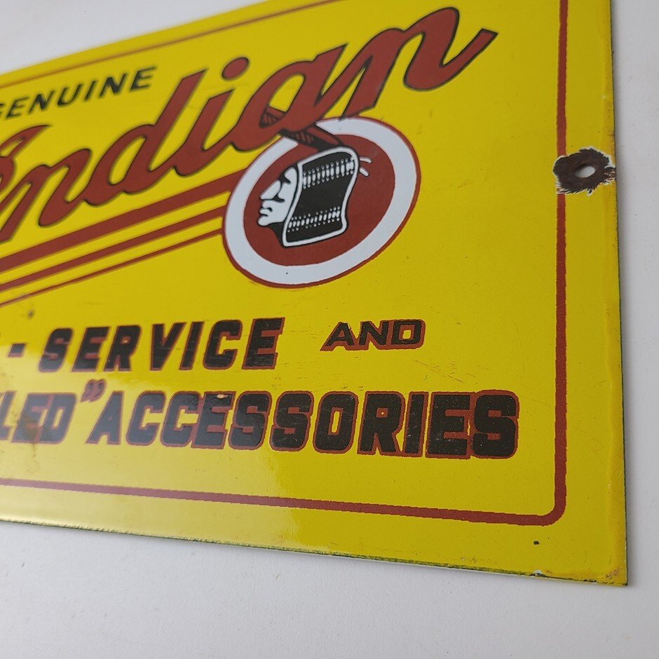 Vintage Indian Motorcycle Sign - Porcelain Parts Motor Service Parts Gas Sign - Image 9