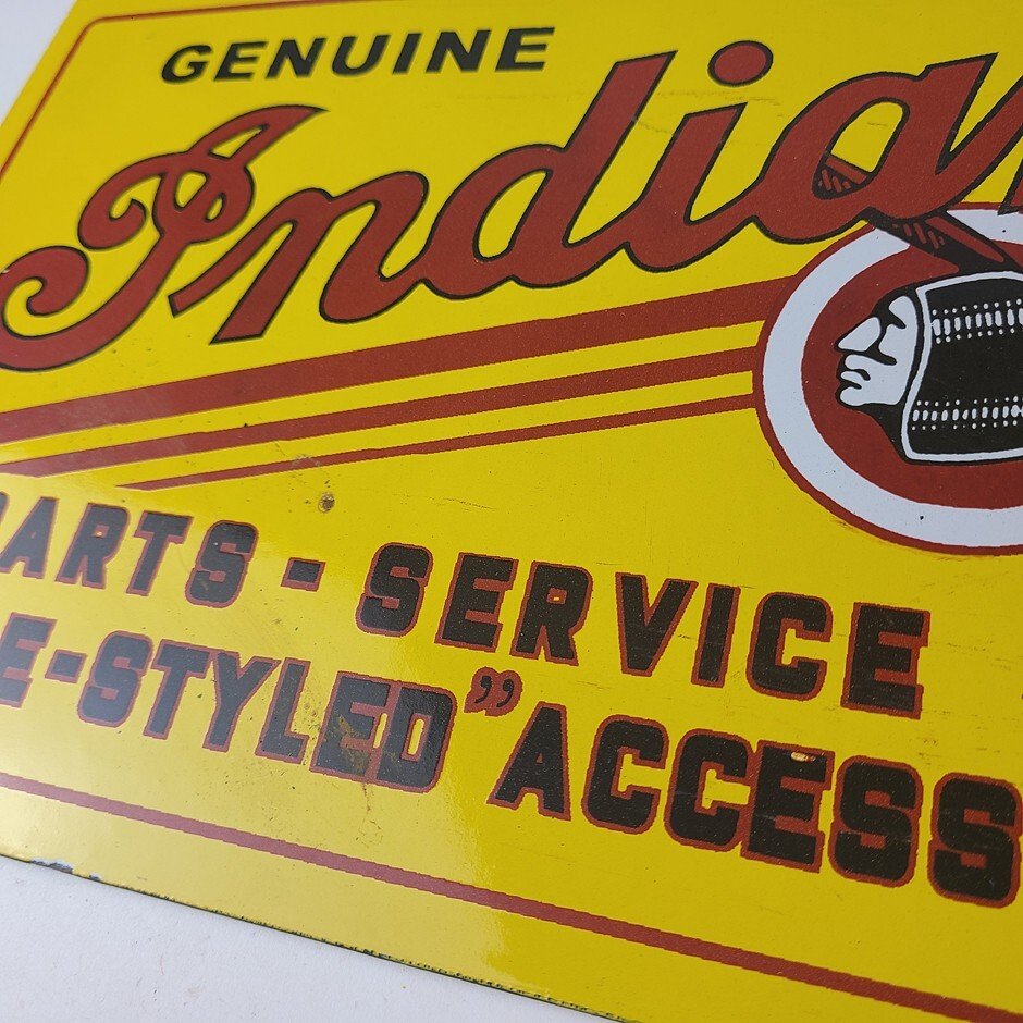 Vintage Indian Motorcycle Sign - Porcelain Parts Motor Service Parts Gas Sign - Image 10