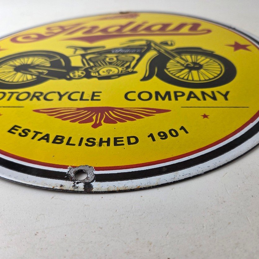 Vintage Indian Motorcycles Porcelain Sign - Authorized Dealer Sales Gas Sign - Image 10