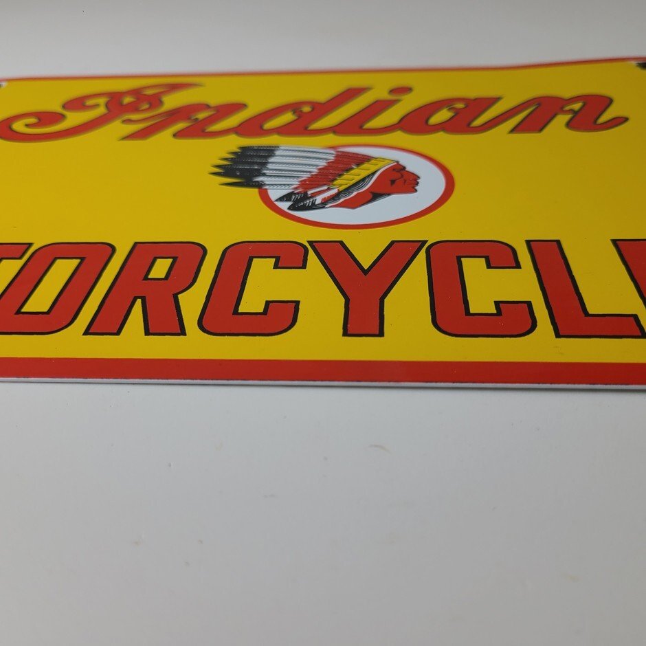 Vintage Indian Motorcycles Sign - Parts Dealership Service Porcelain Gas Sign - Image 11