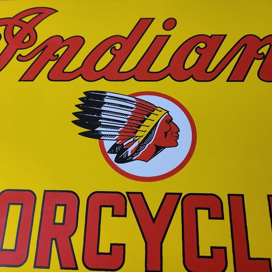 Vintage Indian Motorcycles Sign - Parts Dealership Service Porcelain Gas Sign - Image 12