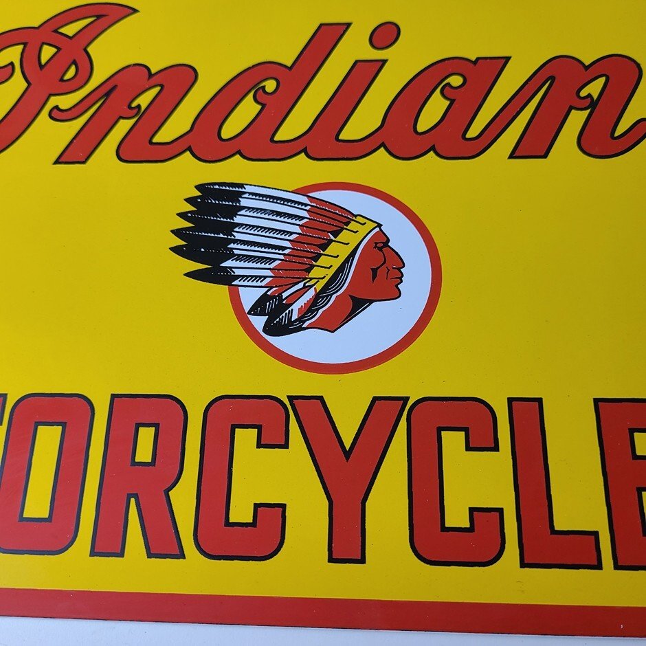 Vintage Indian Motorcycles Sign - Parts Dealership Service Porcelain Gas Sign - Image 4
