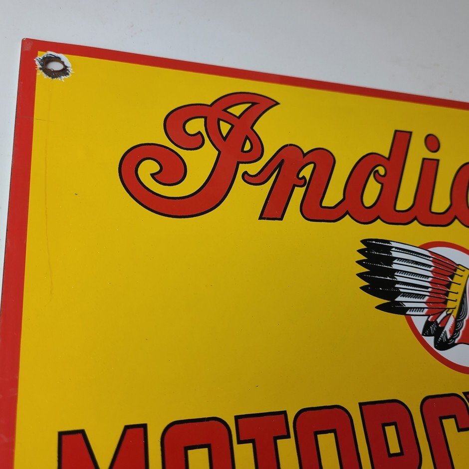 Vintage Indian Motorcycles Sign - Parts Dealership Service Porcelain Gas Sign - Image 5