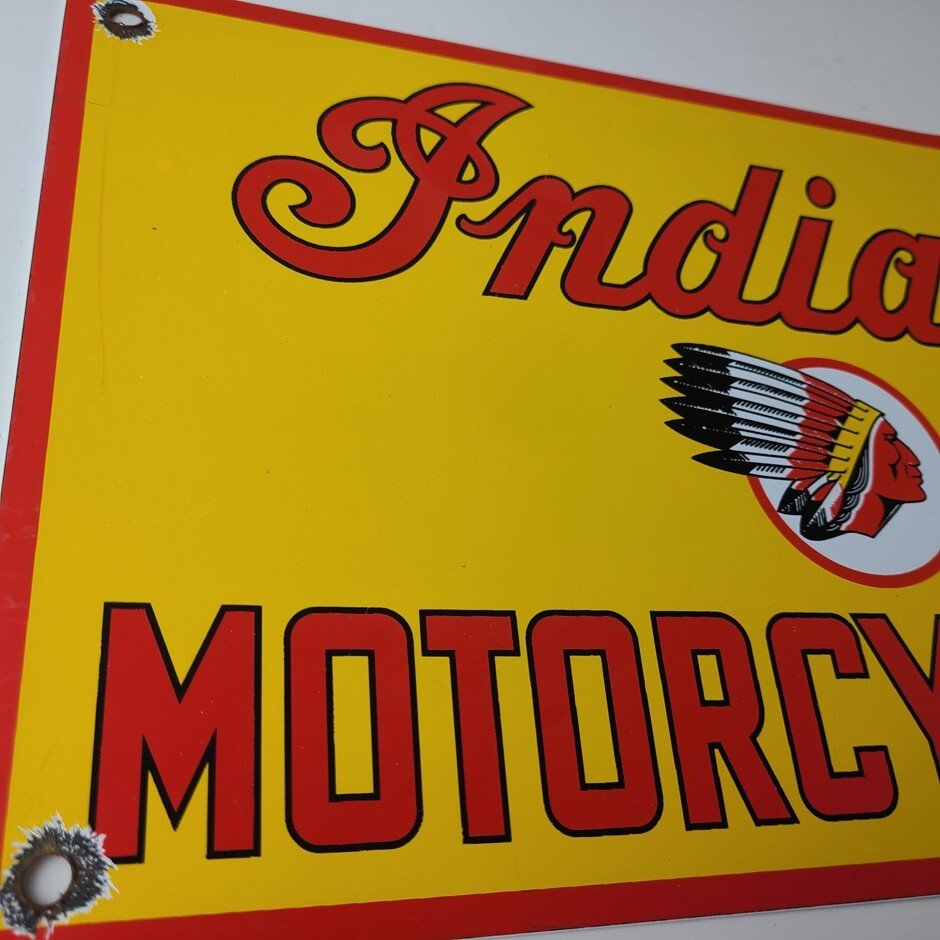 Vintage Indian Motorcycles Sign - Parts Dealership Service Porcelain Gas Sign - Image 6