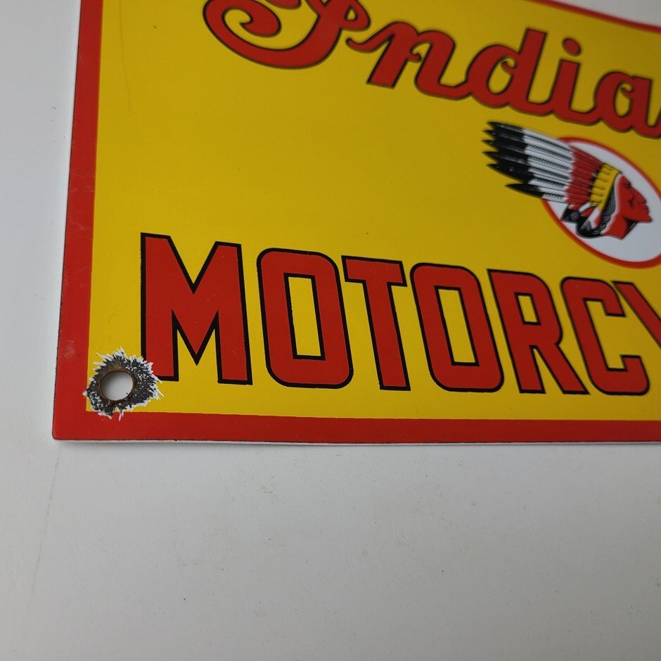 Vintage Indian Motorcycles Sign - Parts Dealership Service Porcelain Gas Sign - Image 7