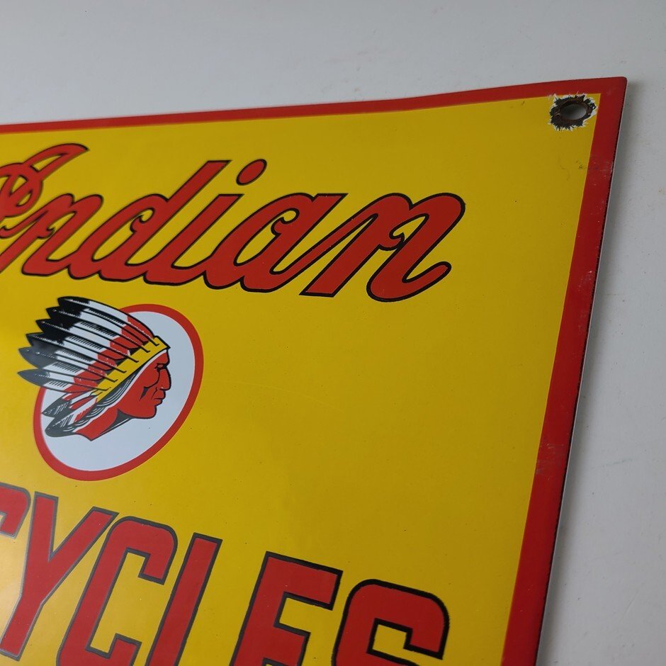 Vintage Indian Motorcycles Sign - Parts Dealership Service Porcelain Gas Sign - Image 8