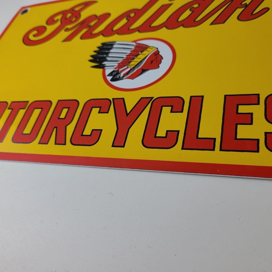 Vintage Indian Motorcycles Sign - Parts Dealership Service Porcelain Gas Sign - Image 10