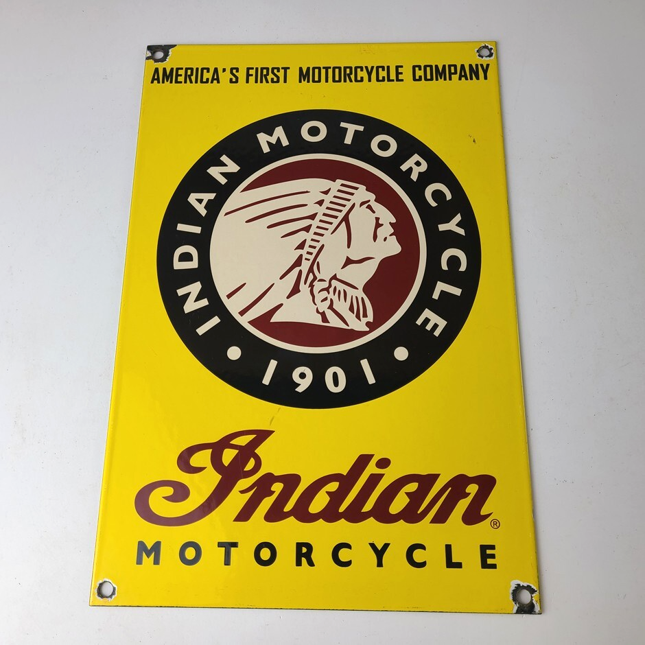 Vintage Indian Motorcycles Sign - Parts Dealership Service Porcelain Gas Sign - Image 12