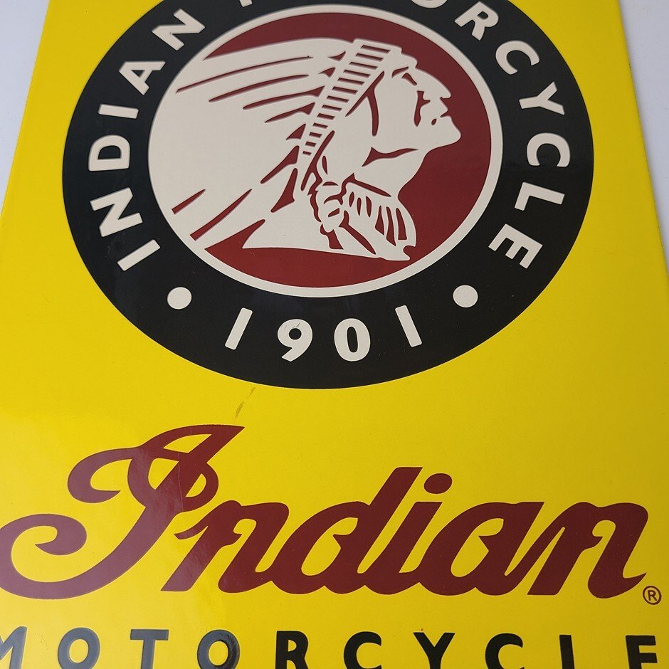 Vintage Indian Motorcycles Sign - Parts Dealership Service Porcelain Gas Sign - Image 4