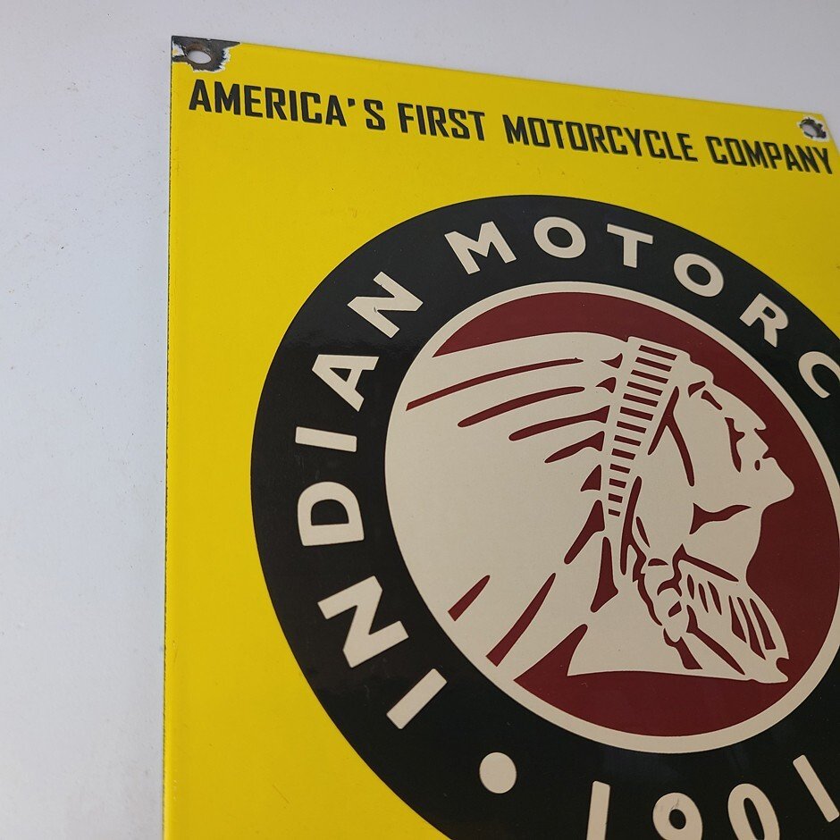 Vintage Indian Motorcycles Sign - Parts Dealership Service Porcelain Gas Sign - Image 5