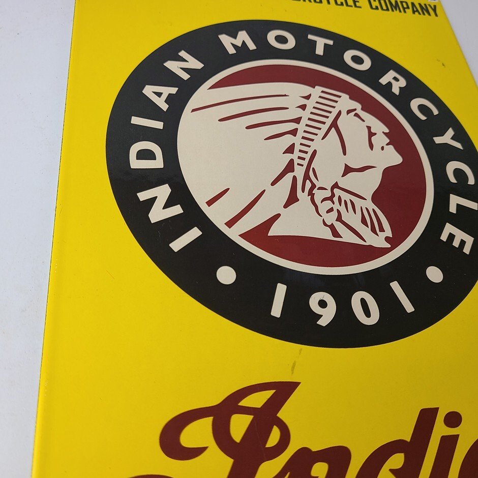 Vintage Indian Motorcycles Sign - Parts Dealership Service Porcelain Gas Sign - Image 6