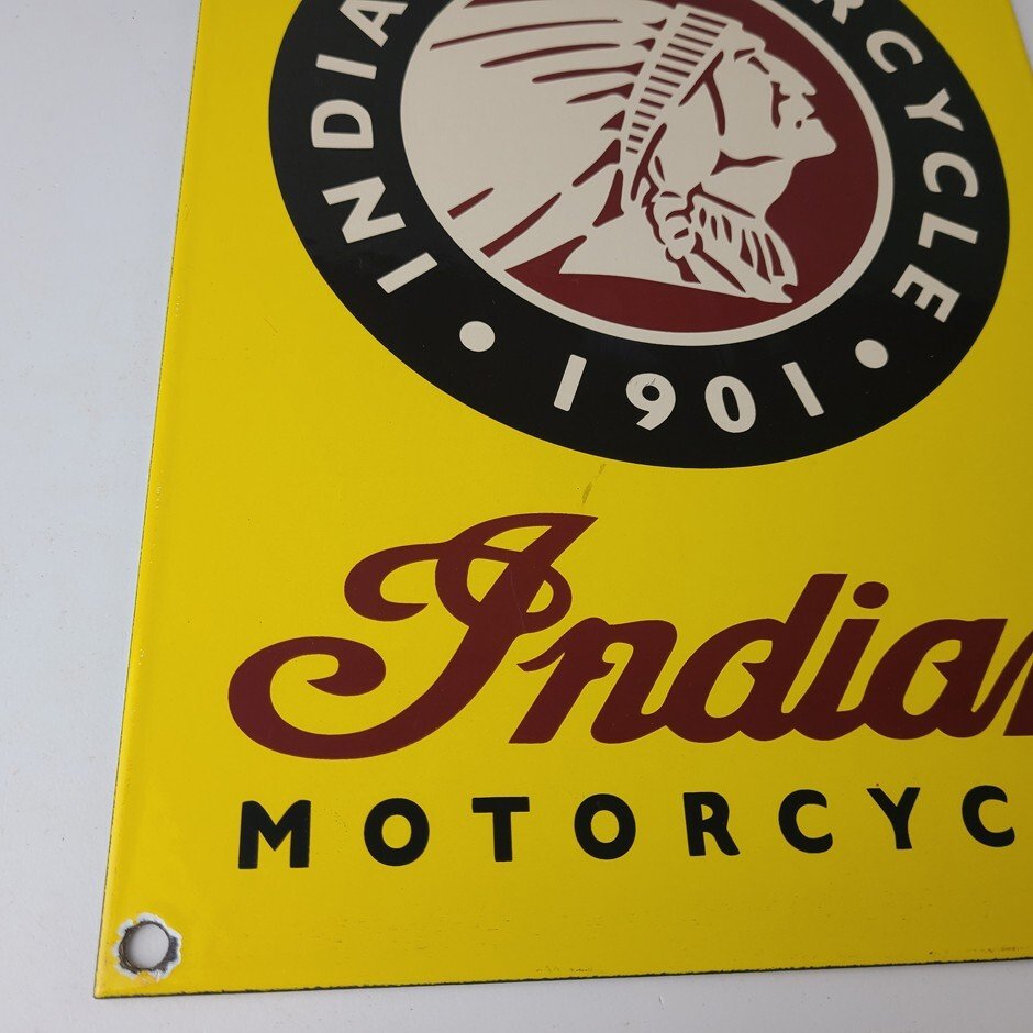Vintage Indian Motorcycles Sign - Parts Dealership Service Porcelain Gas Sign - Image 7