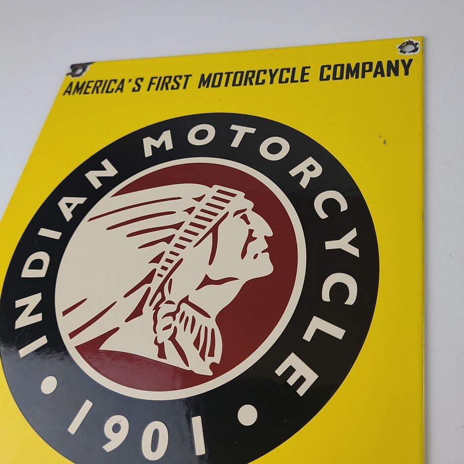 Vintage Indian Motorcycles Sign - Parts Dealership Service Porcelain Gas Sign - Image 8