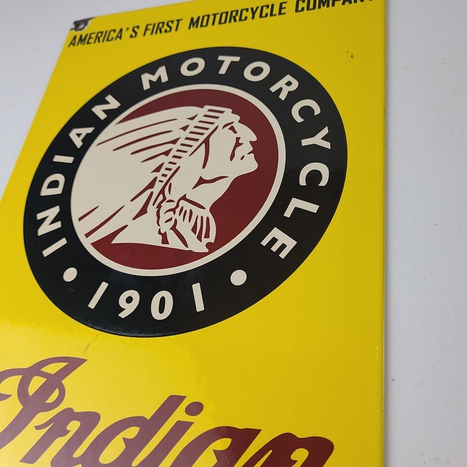 Vintage Indian Motorcycles Sign - Parts Dealership Service Porcelain Gas Sign - Image 9