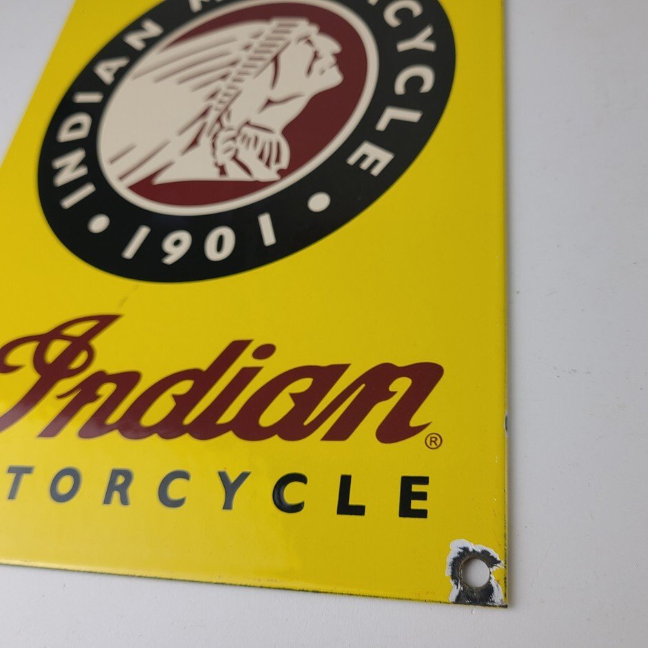 Vintage Indian Motorcycles Sign - Parts Dealership Service Porcelain Gas Sign - Image 10
