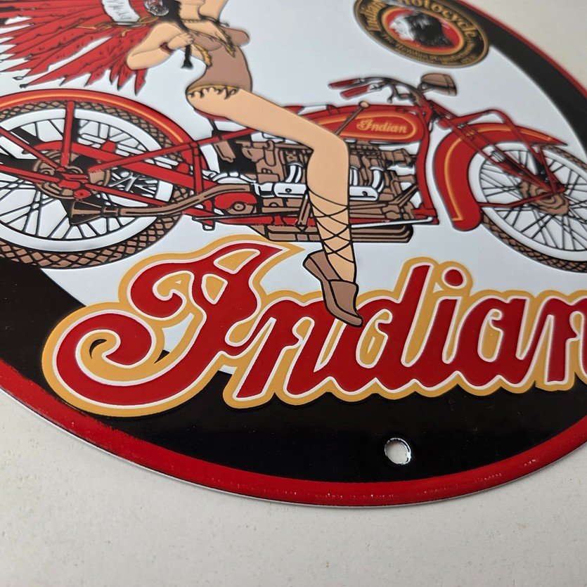 Vintage Indian Motorcycles Sign - Porcelain Gas Pump Service Station Sign - Image 11