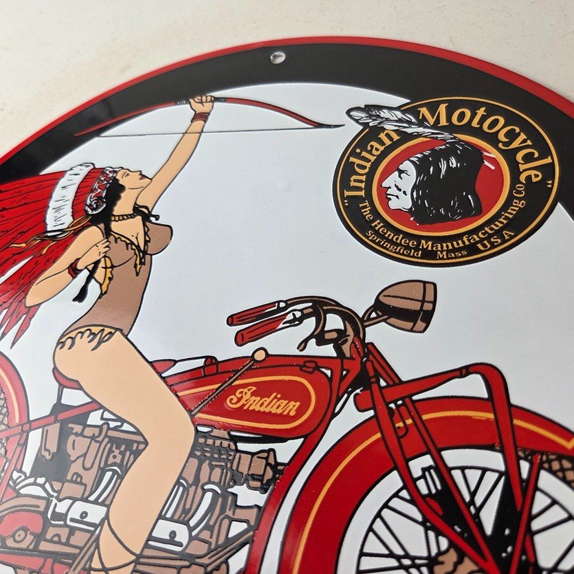 Vintage Indian Motorcycles Sign - Porcelain Gas Pump Service Station Sign - Image 12