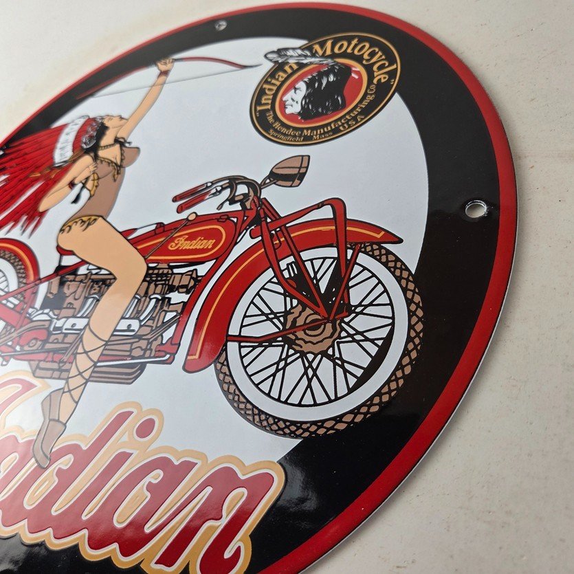 Vintage Indian Motorcycles Sign - Porcelain Gas Pump Service Station Sign - Image 13